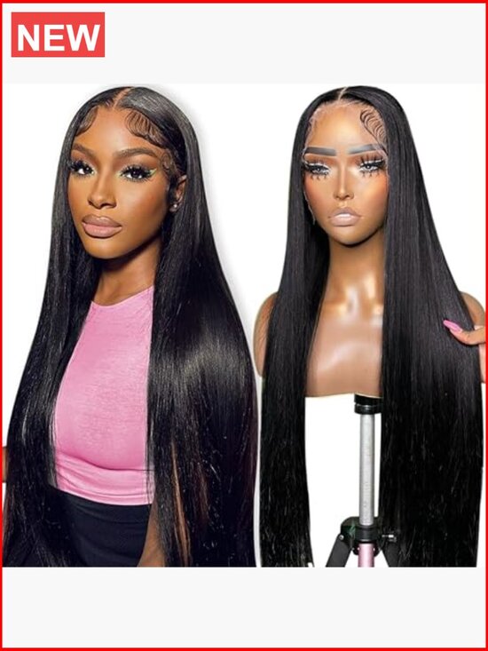 28 inch Straight HD Lace Front Wig Human Hair 180 Density Glueless main image 5